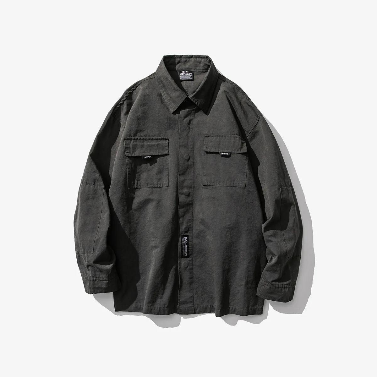 

Luoye luo ye 2019 Autumn New Style Men Loose-Fit behind Printed Workwear Casual Shirt C608
