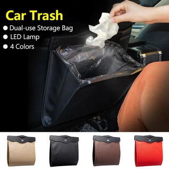

Spot Reusable Smart LED Car Trash Can Waterproof Garbage Bag Storage Pocket Portable for Travel Car Styling