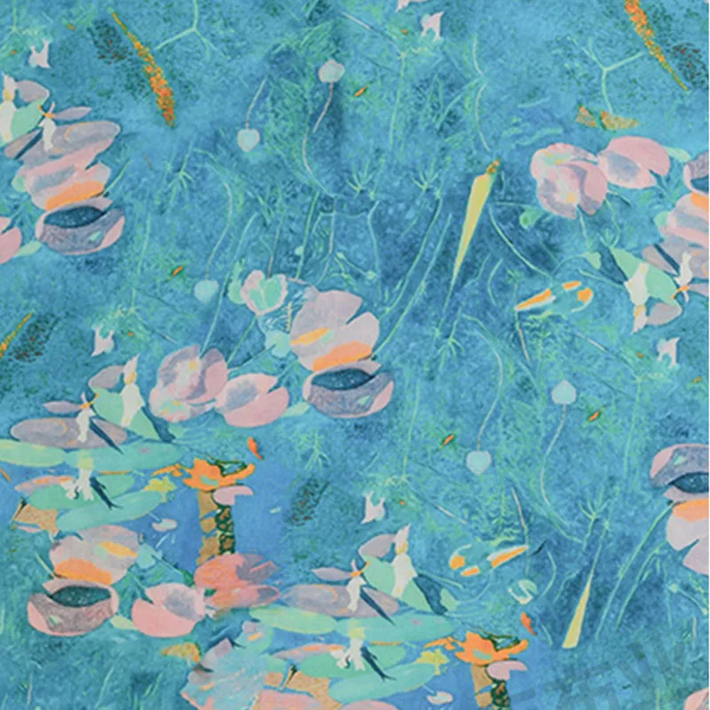 

Ткань ramie высокого качества, новинка, ткань с розовым и оранжевым цветочным принтом, летнее тонкое платье, халат, ткань Ципао