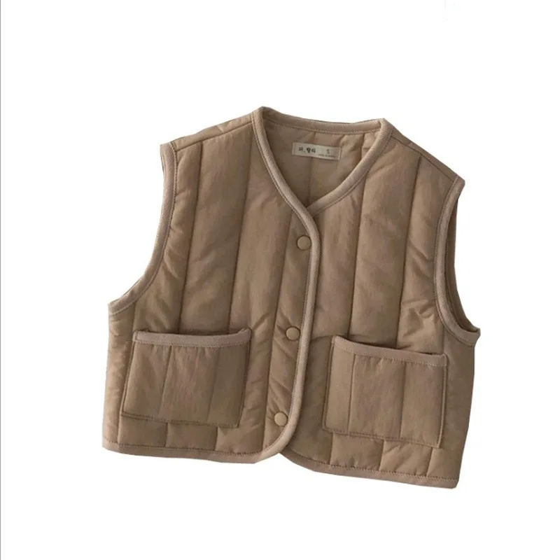 Autumn Kids Vest Children Girls Solid Print Jacket Winter Baby Boys Warm Outerwear Windproof Coats Outfits