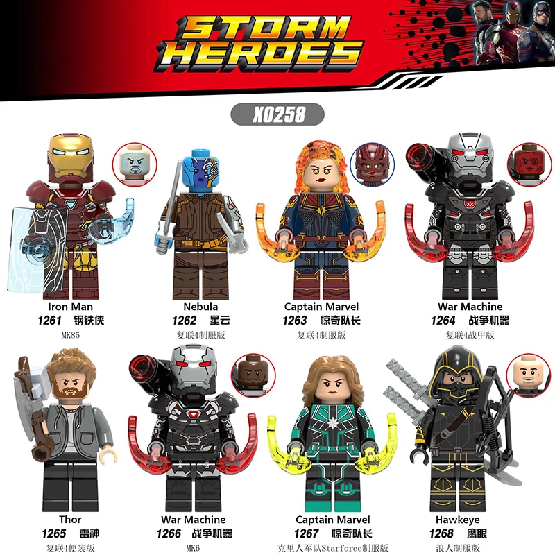 

Building Blocks Avengers 4 Endgame Super Heroes War Machine Iron Man Nebula Thor Action Figures For Children Model Toys X0258