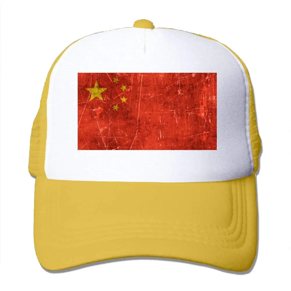 TSDFCVintage Aged and Scratched Chinese Flag Unisex Mesh Adjustable Plain Baseball Cap Trucker Hat |
