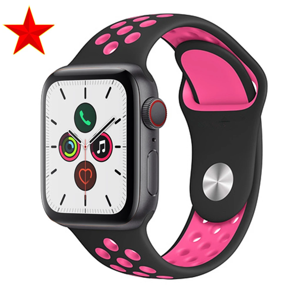 Black Pink Blast Силиконовый ремешок для apple watch 5 4 band correa apple watch 44 мм 40 мм 42 мм 38 мм iwatch 5 4 3 2 1 спортивный браслет на запястье - Цвет ремешка: Black Pink Blast