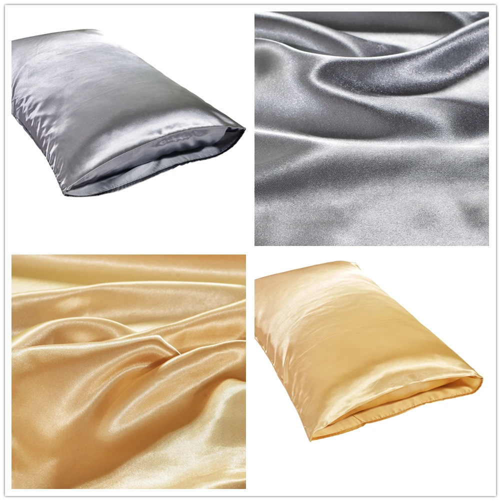 1 piece set of large silk satin pillowcase simple solid color bedding household smooth multicolor satin pillowcase household 6