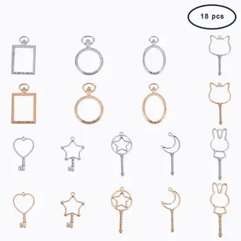 

18Pcs Plating Alloy Open Back Bezel Pendants Pressed Flower Jewelry Charm Making