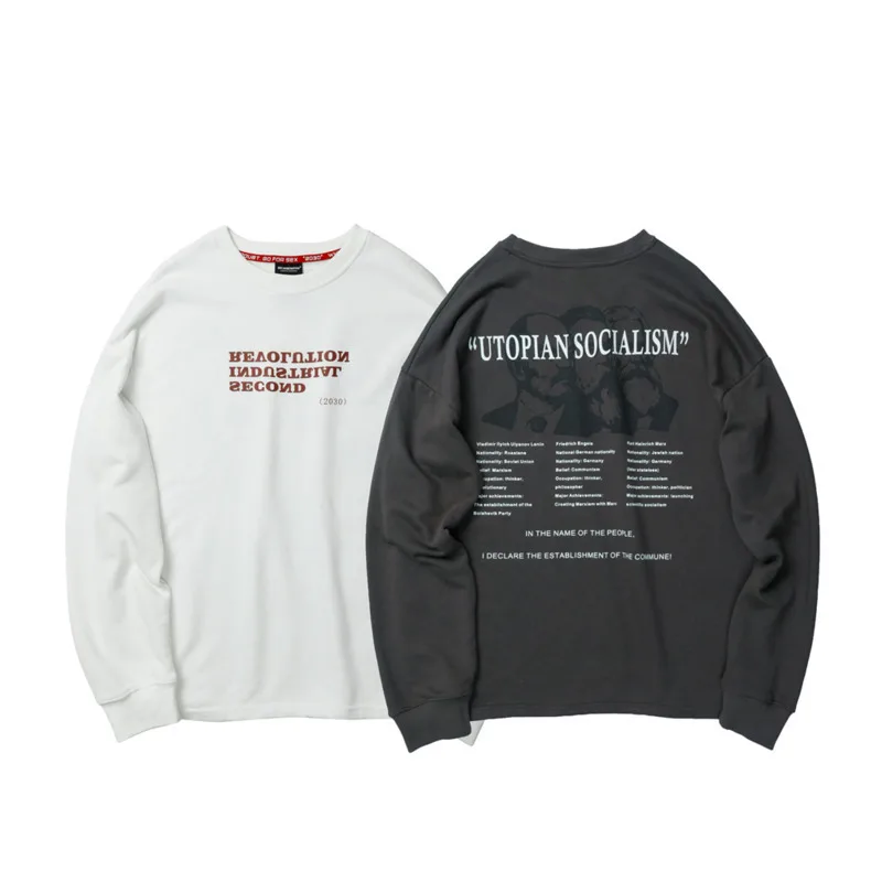 

2019 Spring And Autumn Men's New Casual Letter Pattern Printing Round Neck Hoodies Loose Temperament Trend Cotton Harajuku