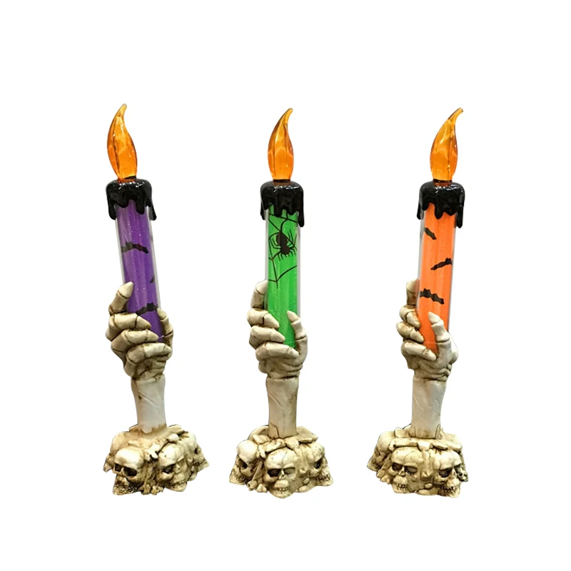 

Halloween Skeleton Ghost Hand Candle Flameless Electronic Candles Decorative Led Candle Light Halloween Party Day Decoration 1pc