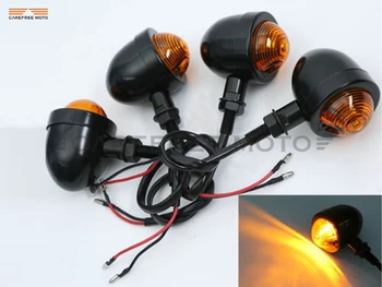 

4 pcs Black Motorcycle Bullet Turn Signal Light case for Harley Bobber Chopper Cruiser Panhead