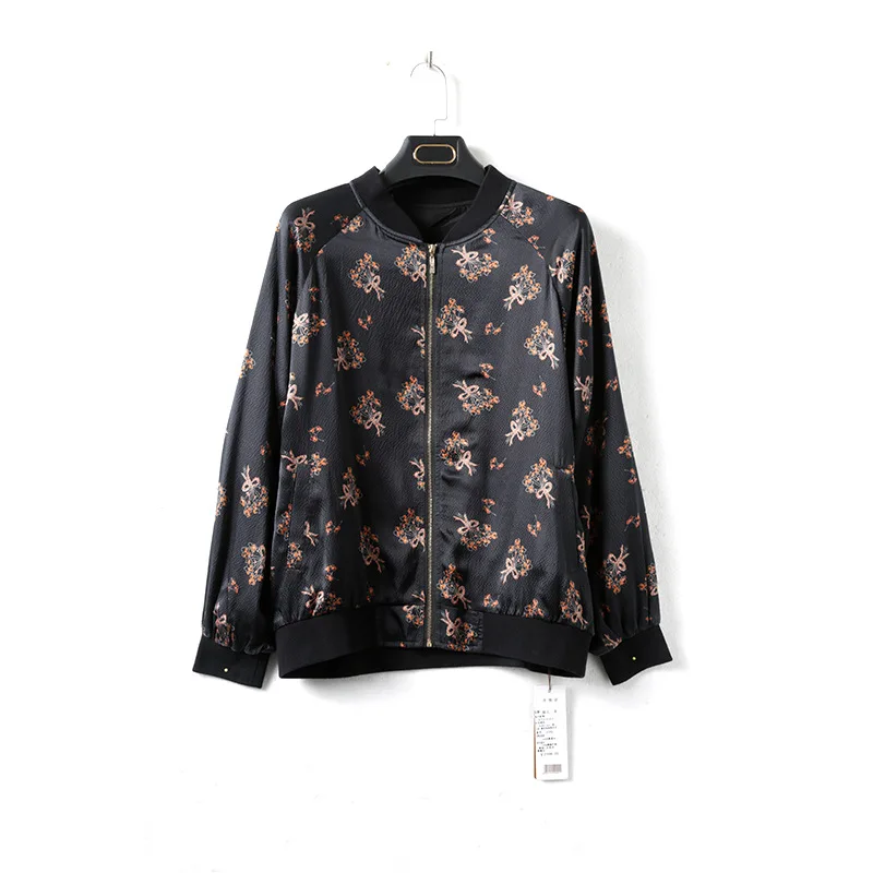 

Li ren yi shen 2019 Spring And Autumn New Style Mulberry Cicada Silk Coat Korean-style Tops Women's Printed Commuting Jacket