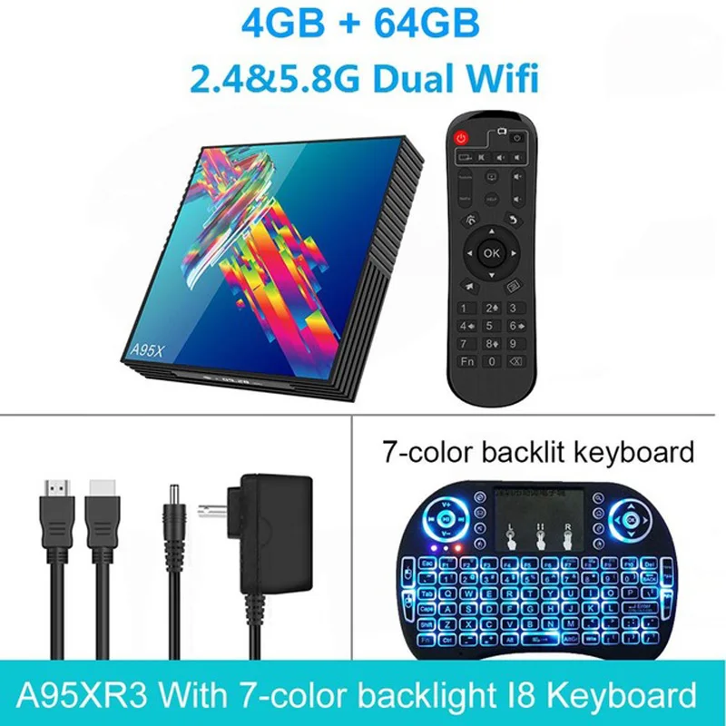 4GB 64GB Keyboard A95X R3 RK3318 Android 9,0 Smart tv Box 4 Гб 64 ГБ 32 ГБ 4K WiFi 2,4G 5G USB 3,0 Google Netflix Youtube медиаплеер телеприставка - Цвет: 4GB 64GB Keyboard