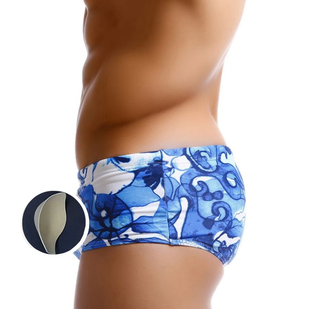 

Men's Boxer Shorts With Push Pad Beach Sports Sexy Swimsuit Boxer Shorts 2020 Summer New Swimsuit Swim Trunks