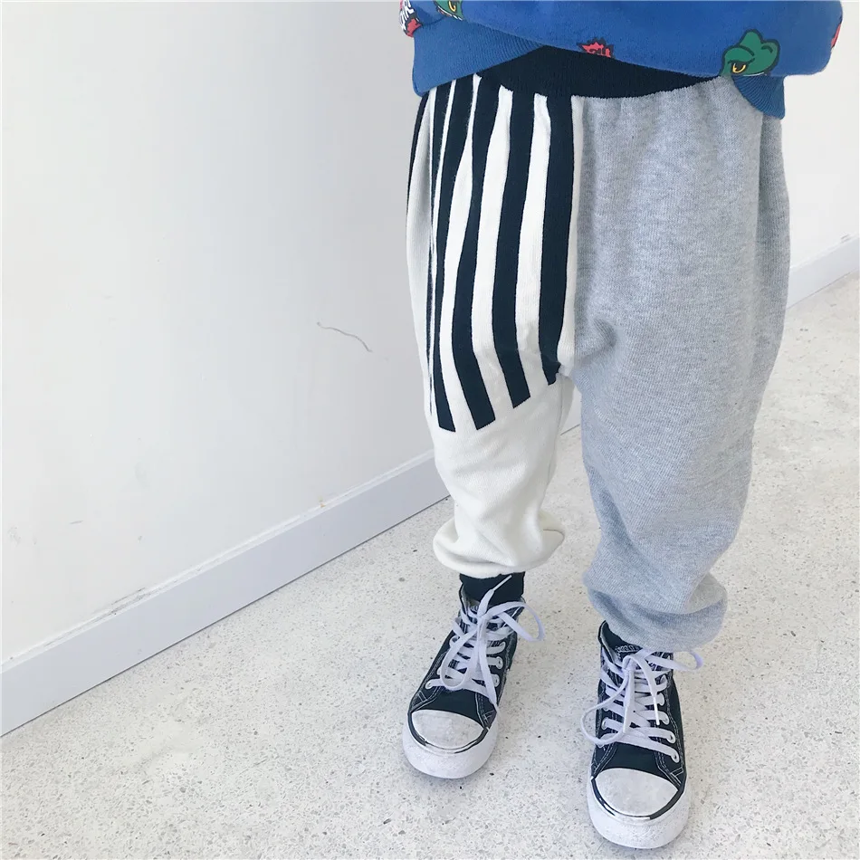 Tonytaobaby/осенне-зимняя одежда новая детская одежда повседневные трикотажные штаны в полоску штаны для мальчиков штаны для малышей