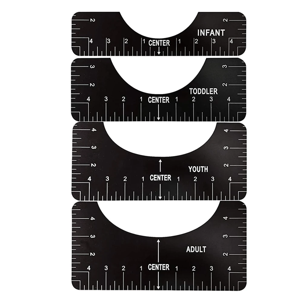 T-Shirt Alignment Ruler 4Pcs/Set T-Shirt Measurement Ruler Guide Tool for Making Fashion Sewing Center Design Ruler Adult Youth 