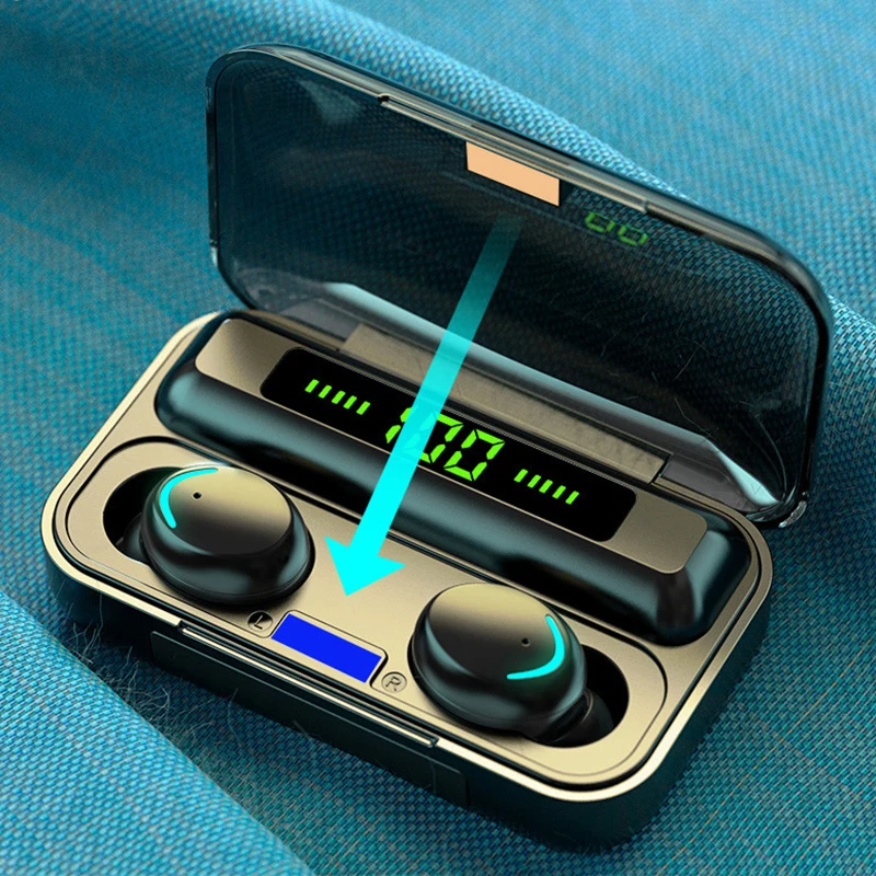 ROCKSTICK F9 Wireless Earphone With charge BOX For charging smartphone Bluetooth 5 0 C light Earbuds Mic HD calls Sport Headset