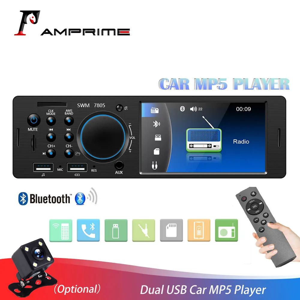 Автомагнитола AMprime 12 В 1 Din 4 дюйма TFT два USB входа MP5 плеер Bluetooth свободные руки FM SD AUX
