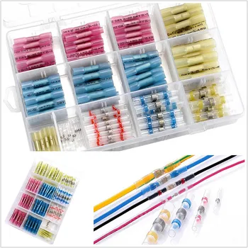 

HOT 210 Pcs Solder Seal Wire Connectors Heat Shrink Connector Waterproof Insulated Terminals NDS