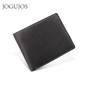 

JOGUJOS Genuine Leather Men's Business Wallet Men Zipper Rfid Wallet Short Wallet Coin Purse Credit Card Holder Male Portomonee
