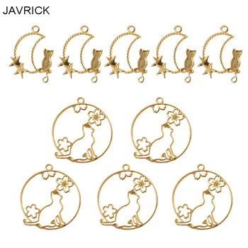 

5Pcs Cat On Moon Blank Pendant UV Resin Frame Open Bezels Setting Jewelry Making