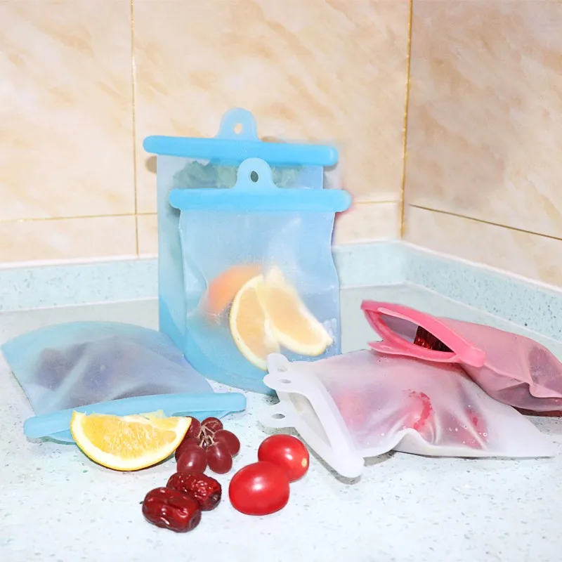 Силиконовый мешок для хранения пищевых продуктов продовольственные контейнеры многоразового использования пищевой герметичный Ziplock мешок 500 мл/1000 мл