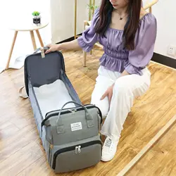 Sac à dos à couches de grande capacité, berceau pliable Portable, sac à dos multifonction pour maman et bébé 