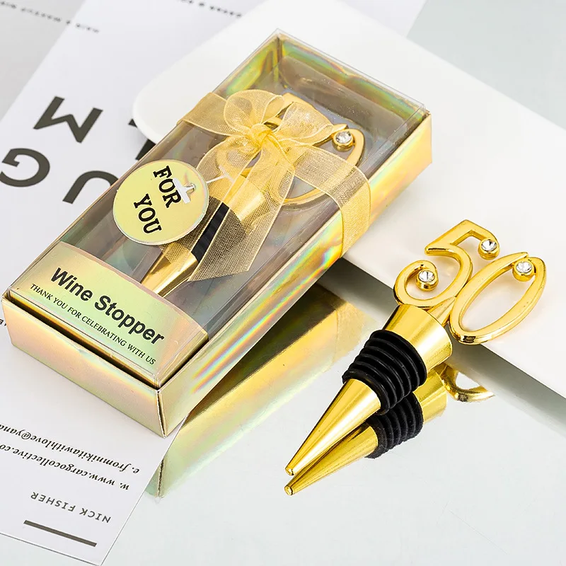 Wine Wedding Favors Bottle Wine Stopper 50th 60th Wedding reception gifts 50th anniversary gifts for guest 10Pcs