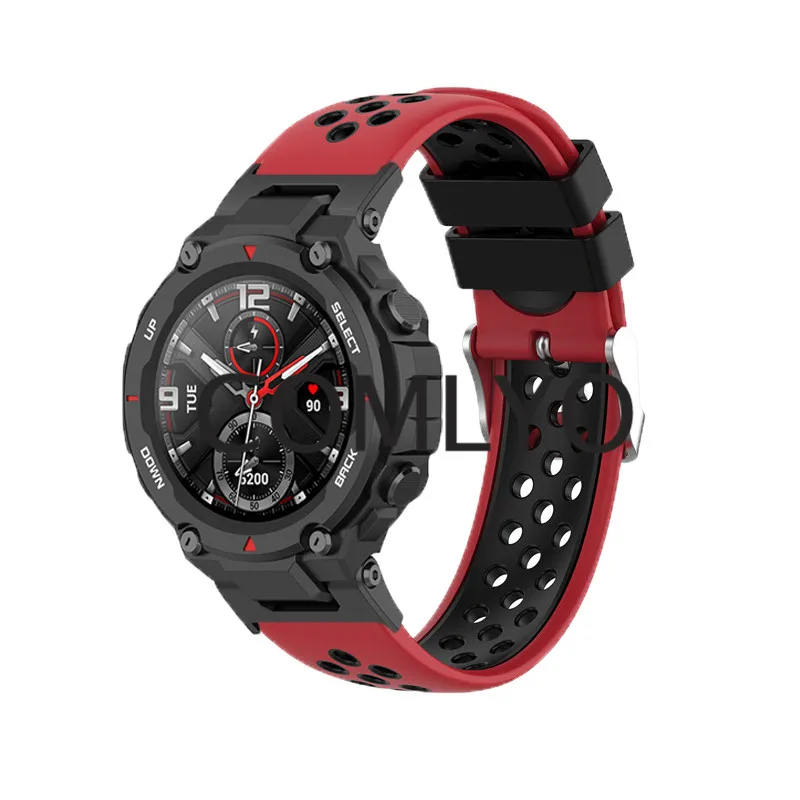 새로운 Huami Amazfit T-Rex Pro 렉스 프로 스트랩 더블 컬러 실리콘 스마트 워치 팔찌 T 렉스 커넥터 스크류로드 액세서리