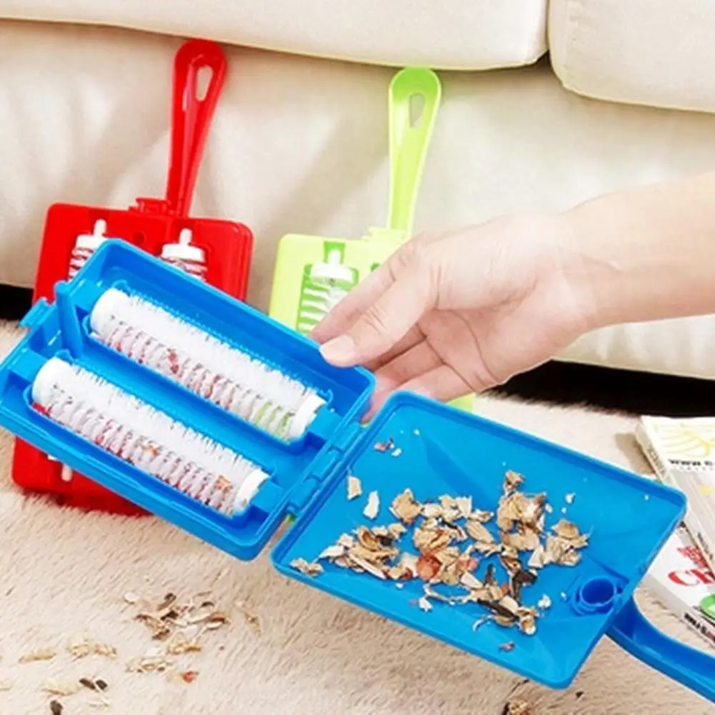 

1 Set Double Brush Head Handheld Carpet Table Brush Plastic Sweeper Crumb Dirt Fur Cleaner Collector Roller Home Cleaning Tools