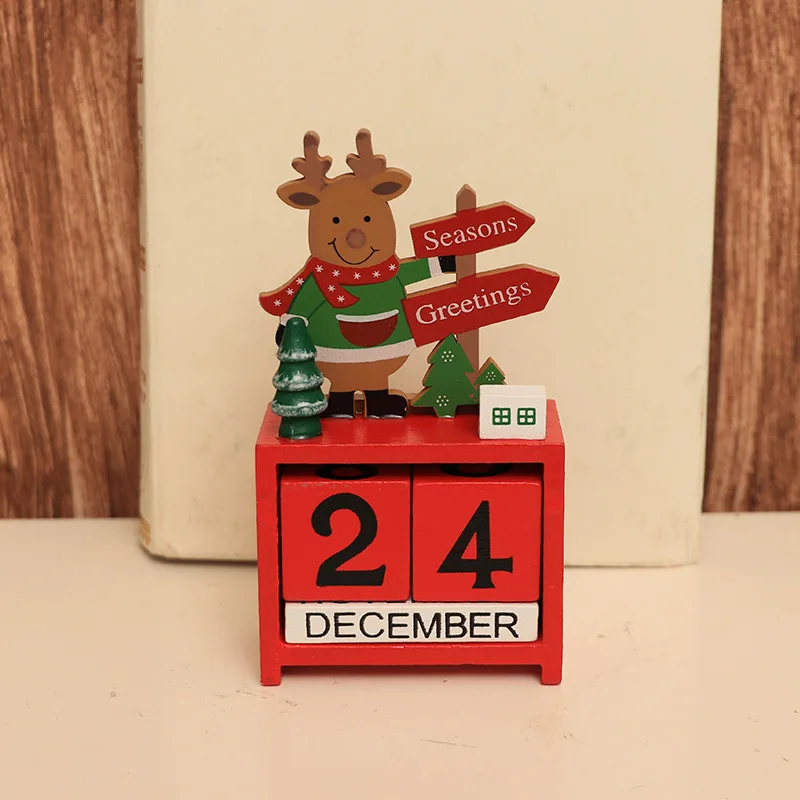 Creative Christmas Calendar Cute Wooden Calendar Craft Christmas Gift Tabletop Decor Props Home Christmas Decorations