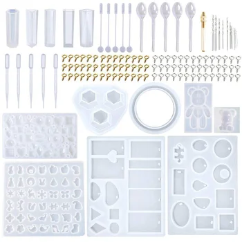 

229pcs Jewelry Mold Set Heat Resistant Casting Bracelet Craft DIY Pendant Making Assorted Handmade Non Toxic Practical Silicone