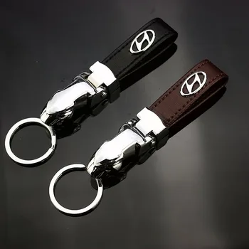 

Metal Leather Key Chain KeyRing Decoration For Hyundai IX35 i30 azera Elantra accent santa Genesis tiburon Tucson solaris verna