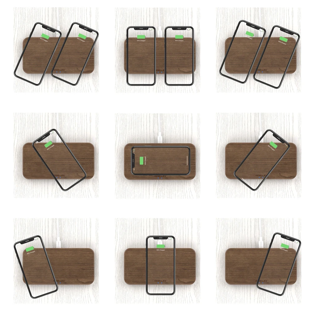 KEYSION 5 Coils Dual QI Fast Wireless Charger Stand/Pad Convertible Charging for IPhone 11 XS Max X