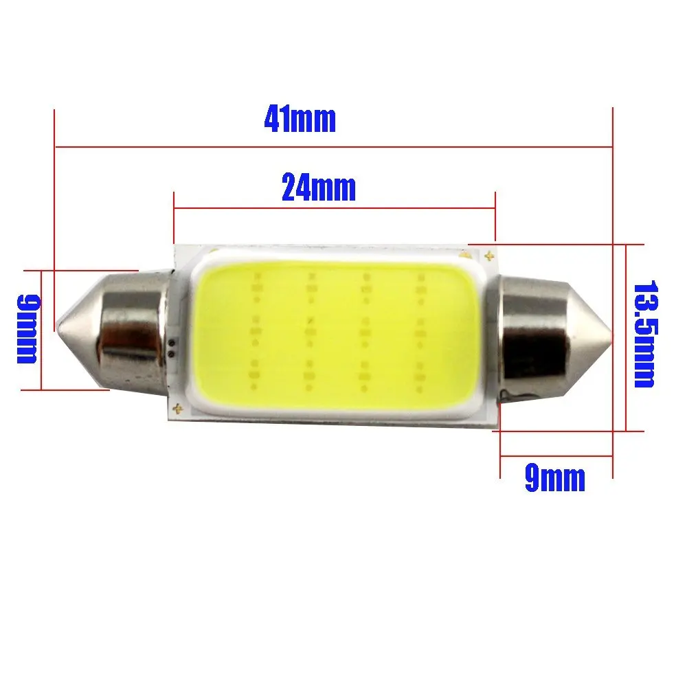 6000K DC12V автомобилей COB светодиодный лампы C5W C10W 31 мм 36 мм/39 мм/41 мм белый Цвет автомобиля купольная лампа для чтения автомобильный плафон внутреннего освещения