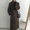 JXMYY French Lazy Style Warm Female Fresh Winter 2022 Classical Belt Retro Loose Women Woolen Coats Chic Casual Long Coat ► Photo 2/6