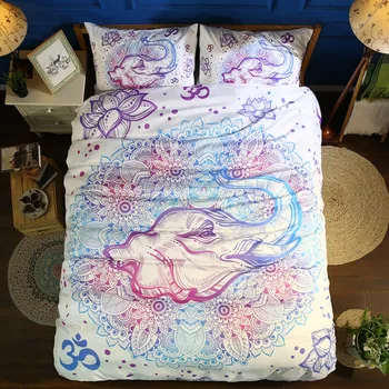 

Lai Yin Sun 3D Bedding set Bohemian style Bed linens Duvet cover Pillowcase Elephant Bohmia Twin Full Queen King