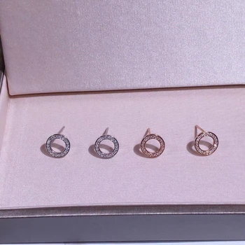 

YPD12 S925 Silver-inlaid Zircon Individual Round Earrings