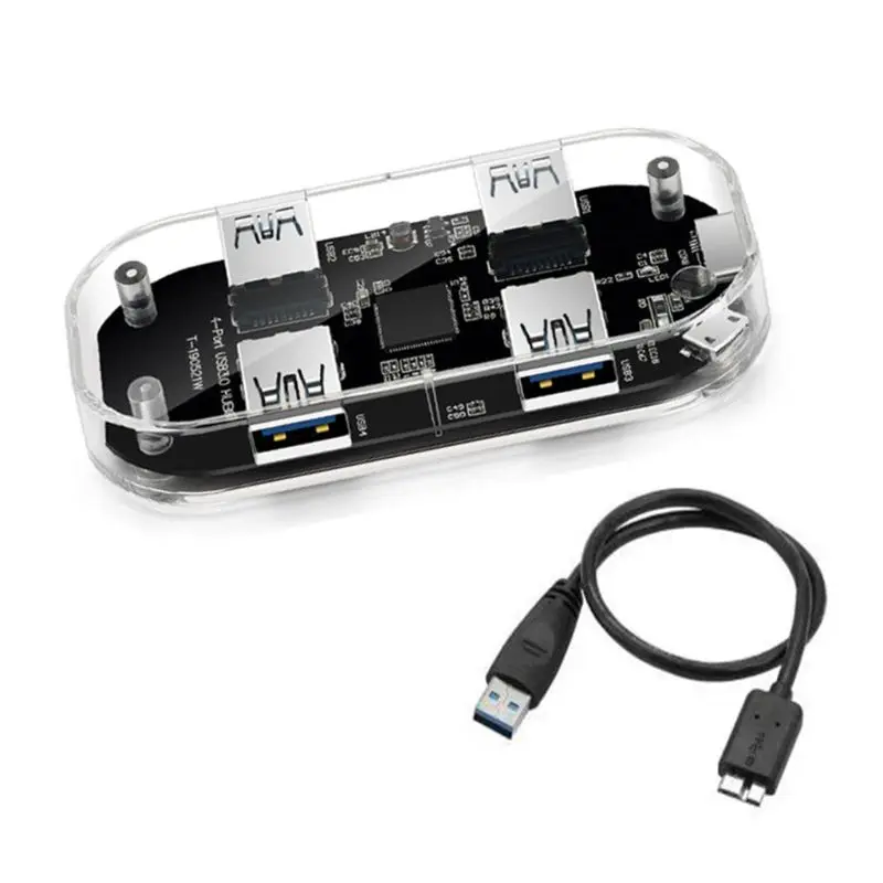 Прозрачный usb-хаб 4 порта USB3.0 адаптер сплиттер для ноутбука U диск мобильных телефонов