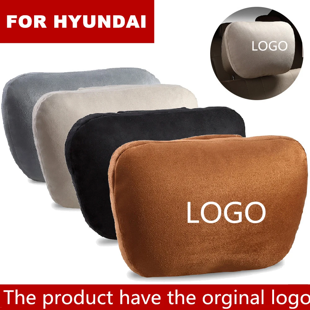 Super Soft Suede Cover Car Headrest Neck Support Pillow Seat Cushion For Hyundai logo i20 i30 i35 iX35 Solaris Verna
