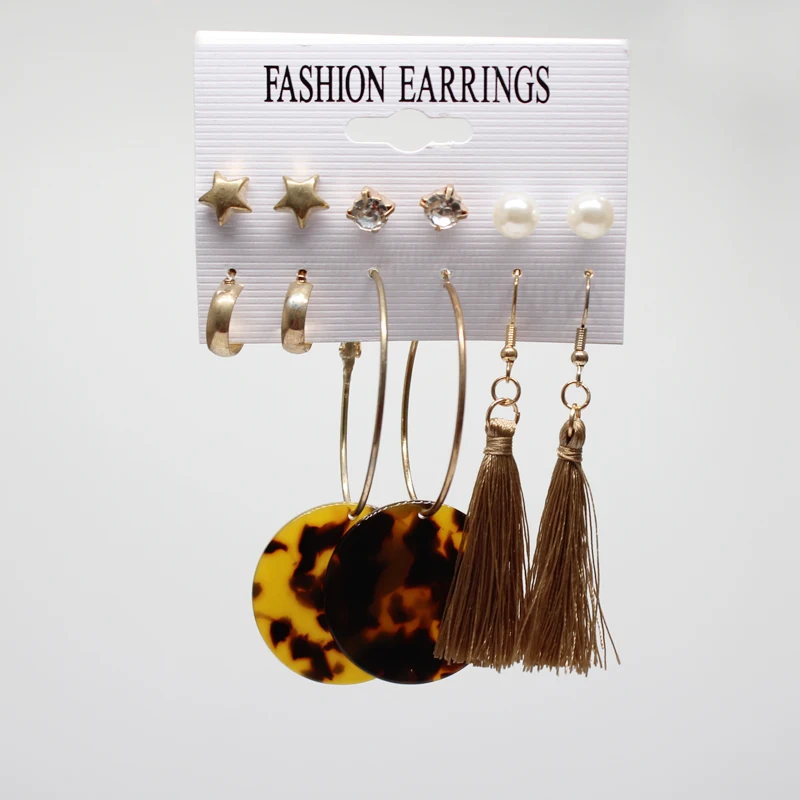 Серьга Boho длинной кисточкой Комплект сережек для женщин Подвески для девушки брелок геометрические серьги-капельки Для женщин, серьги-кольца, модные ювелирные украшения - Окраска металла: 2