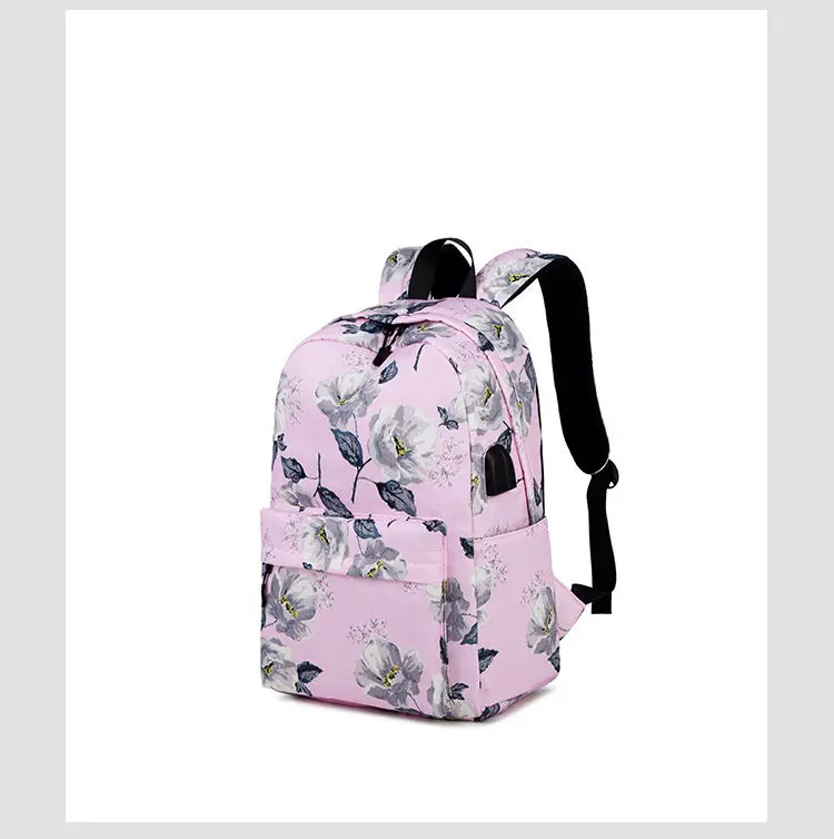 Nylon School Backpacks for Women Bags Ladies Backpack Fashion Designer Female Laptop Backpack Flower Print Teen Girls Book Bags