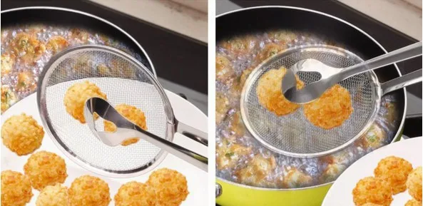 1PC Multi-functional Filter Spoon With Clip Food Kitchen Oil-Frying Salad BBQ Filter Colanders Kitchen Gadgets Strainer