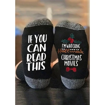

Winter Baby Socks Novelty Warm Adult Christmas Letters Print Sole Soft Sock Anti-slip Floor Socks