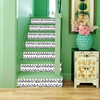 

Black White Design Mosaic Tile Wall Stair Stickers Self Adhesive Waterproof PVC Wall Sticker Kitchen Ceramic Stickers Home Decor