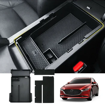 

Car Armrest Storage Box Central Interior Glove Tray Trim for Mazda 3 Axela 2019-20