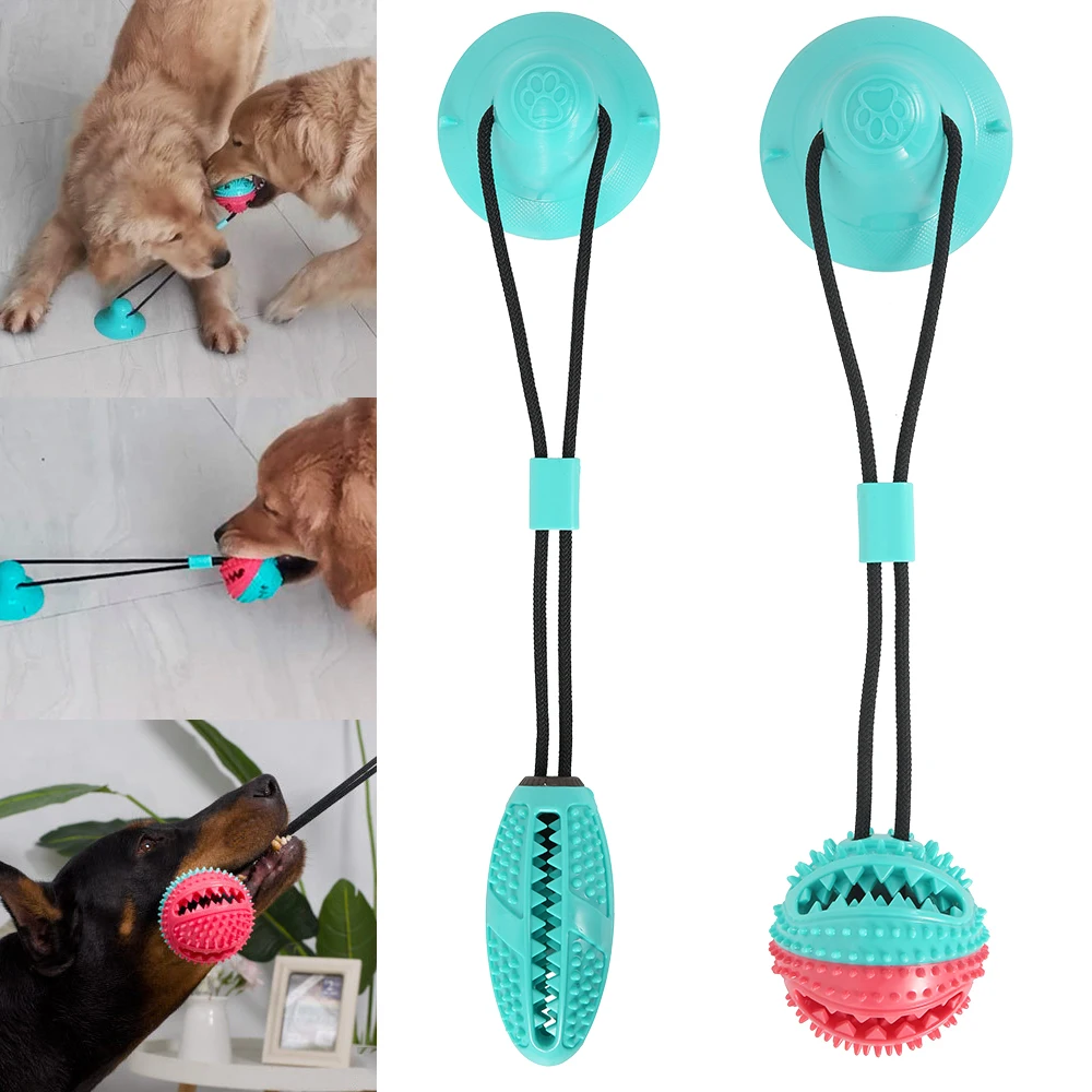 

Multifunction Pet Molar Bite Rubber Toy Pet Tooth Cleaning Dog Toothbrush Suction Cup Pets Ball for Puppy Large Dog Biting Toy
