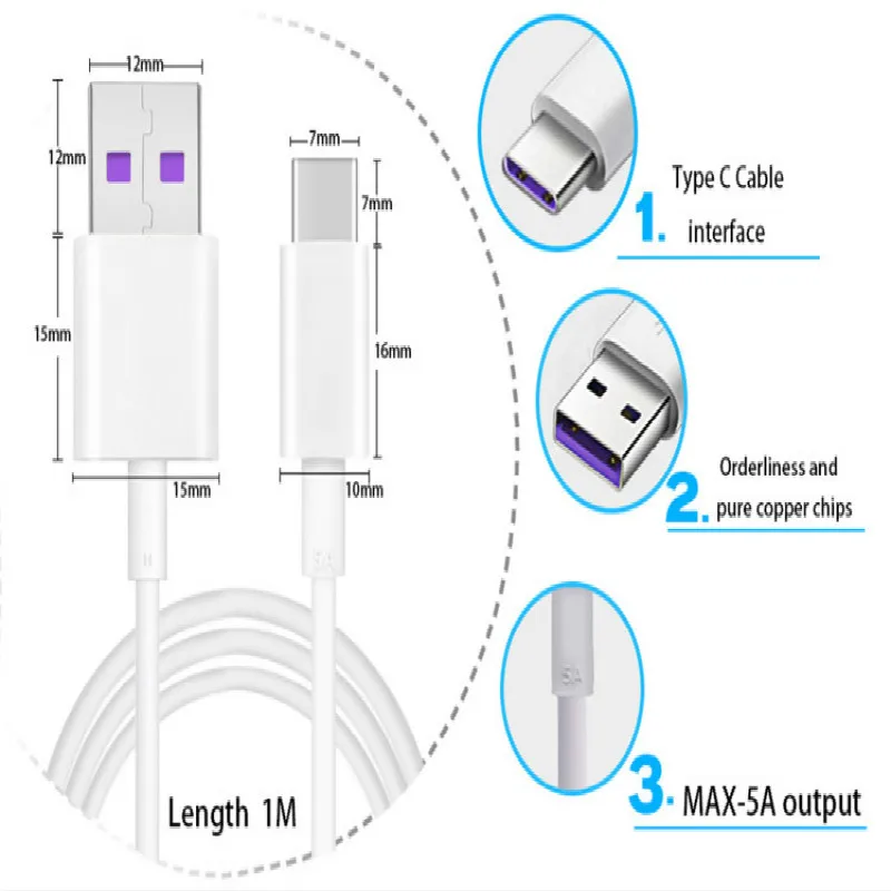 USB кабель для быстрой зарядки Type c зарядное устройство Huawei Mate 20 P30 P20 Pro Samsung S10 S9
