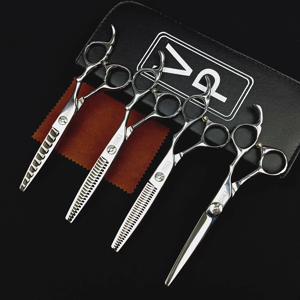 6 inch VP Japan 440C Professional Hairdressing Barber Scissors Set Salon Barber Flat Scissors Thinning Antlers Fishbone Scissors