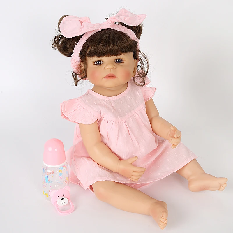 Реборн 22 ''Мягкие силиконовые перерожденные куклы для девочек, игрушки, детские куклы полный винил моды куклы Bebe реборн девочка кукла