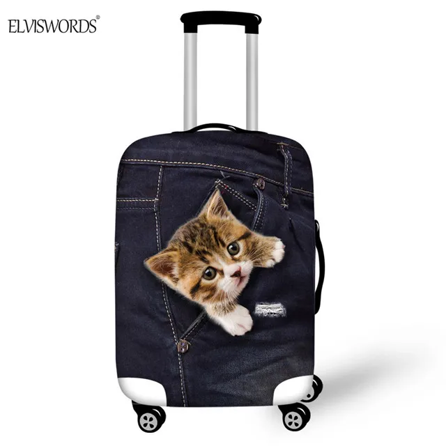 ELVISWORDS черные джинсы Pet 3D печать Чехлы для чемодана на колесиках для 18-32 дюймов эластичная защита багажа от грязи крышка аксессуары для путешествий - Цвет: CC3320