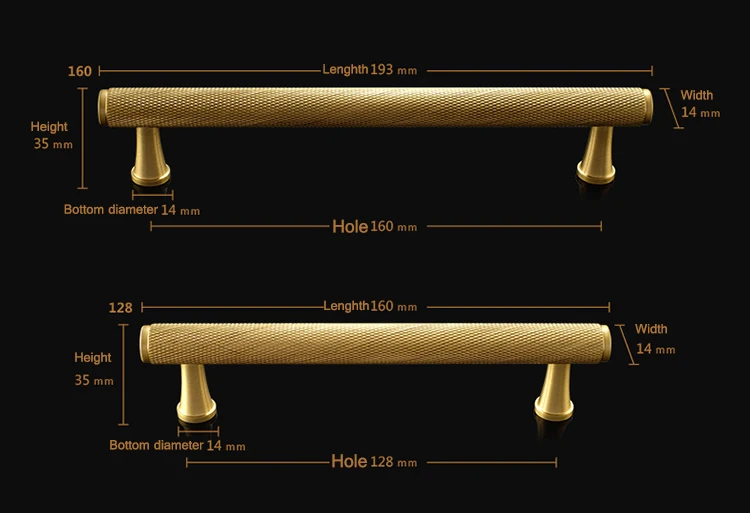 Золотой рифленый/текстурированный простой кухонный шкаф ручки для ящиков, спальные ручки, латунь, Т-бар, шкаф, аппаратное обеспечение