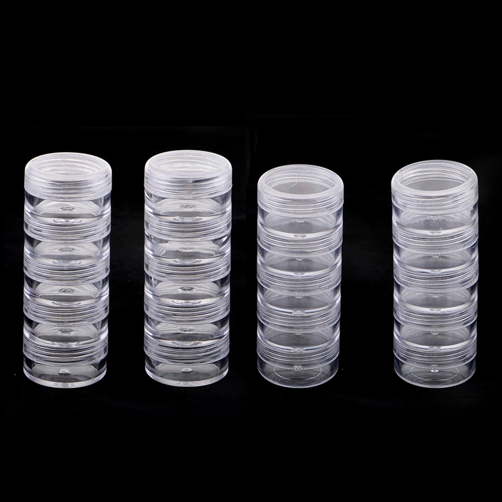 4pc Jewelry Jar Box Small Pill Screw Top Beads Storage Container 5 Stackable